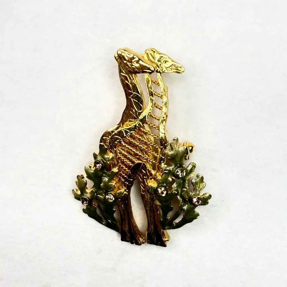 Vintage Kenneth Cole Gold Tone Enamel Giraffe Pin/Brooch